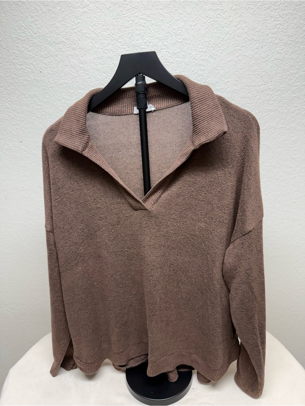 Westbound Brown V-Notch Collared Pullover Sweater